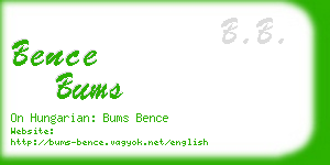 bence bums business card